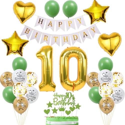 10. Geburtstag Dekoration, Mädchen Geburtstagsdeko 10 Jahre, Tortendeko Geburtstag 10 Jahre Mädchen, 10 Geburtstag Deko Grün Gold, Luftballon 10. Geburtstagsdeko mit 10. Tortendeko 10. Geburtstag Dekoration, Mädchen Geburtstagsdeko 10 Jahre, Tortendeko Geburtstag 10 Jahre Mädchen, 10 Geburtstag Deko Grün Gold, Luftballon 10. Geburtstagsdeko mit 10. Tortendeko von Yishamei