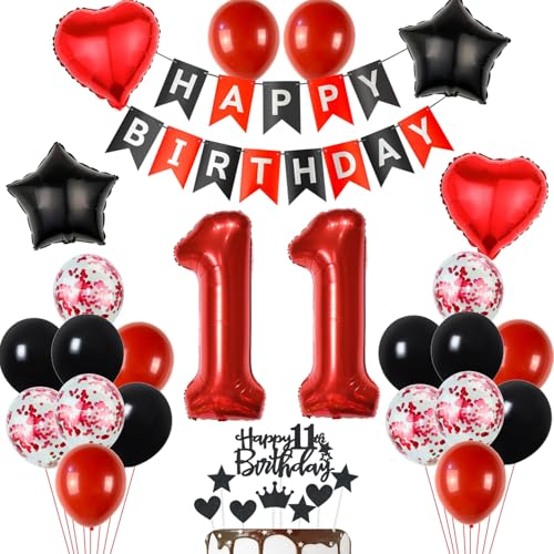 11 Geburtstag Deko Schwarzes Rot, Tortendeko 11. Geburtstag Dekoration Mädchen, Luftballon 11 Rot Schwarz Junge, Geburtstagsdeko 11 Jahr Mädchen, Tortendeko 11 Jahre 11 Geburtstag Deko Schwarzes Rot, Tortendeko 11. Geburtstag Dekoration Mädchen, Luftballon 11 Rot Schwarz Junge, Geburtstagsdeko 11 Jahr Mädchen, Tortendeko 11 Jahre von Yishamei