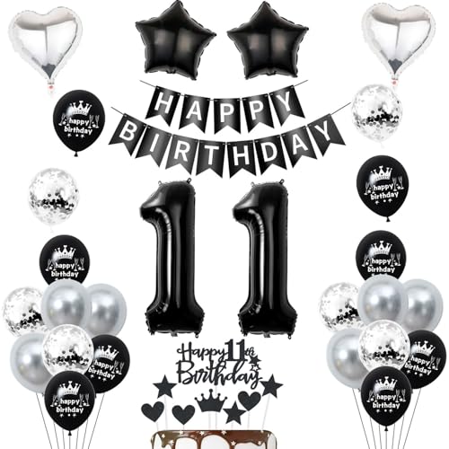 11. Geburtstag Deko Schwarz, luftsballon 11. Geburtstag Mädchen Junge Dekoration,Geburtstagsdeko 11 Jahre Mädchen ballon,Tortendeko 11. Junge Set 11. Geburtstag Deko Schwarz, luftsballon 11. Geburtstag Mädchen Junge Dekoration,Geburtstagsdeko 11 Jahre Mädchen ballon,Tortendeko 11. Junge Set von Yishamei