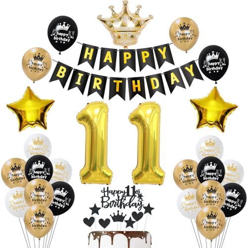 11. Geburtstag Deko Schwarz gold, luftsballon 11. Geburtstag Mädchen Junge Dekoration,Geburtstagsdeko 11 Jahre Mädchen ballon 11. Geburtstag Deko Schwarz gold, luftsballon 11. Geburtstag Mädchen Junge Dekoration,Geburtstagsdeko 11 Jahre Mädchen ballon von Yishamei