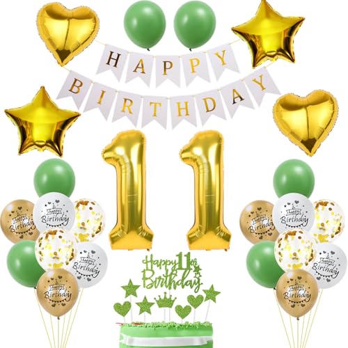 11. Geburtstag Dekoration, Mädchen Geburtstagsdeko 11 Jahre, Tortendeko Geburtstag 11 Jahre Mädchen, 11 Geburtstag Deko Grün Gold, Luftballon 11. Geburtstagsdeko mit 11. Tortendeko 11. Geburtstag Dekoration, Mädchen Geburtstagsdeko 11 Jahre, Tortendeko Geburtstag 11 Jahre Mädchen, 11 Geburtstag Deko Grün Gold, Luftballon 11. Geburtstagsdeko mit 11. Tortendeko von Yishamei
