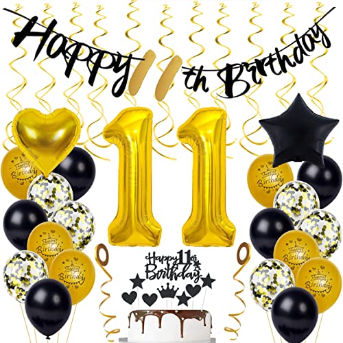 11. Geburtstag Dekoration Gold,Schwarz Tortendeko Geburtstag 11 Jahre Junge Mädchen,11. Gold Schwarz Party Deko,Geburtstagsdeko 11. Mädchen Junge 11. Geburtstag Dekoration Gold,Schwarz Tortendeko Geburtstag 11 Jahre Junge Mädchen,11. Gold Schwarz Party Deko,Geburtstagsdeko 11. Mädchen Junge von Yishamei