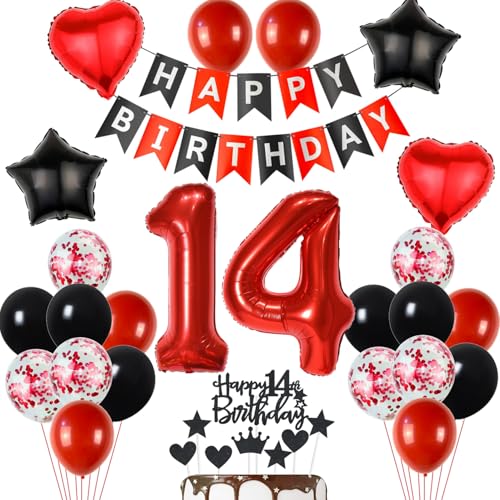 14 Geburtstag Deko Schwarzes Rot, Tortendeko 14. Geburtstag Dekoration Mädchen, Luftballon 14 Geburtstag Rot Schwarz Junge, Geburtstagsdeko 14 Jahr Mädchen, Tortendeko Geburtstag 14 Jahre 14 Geburtstag Deko Schwarzes Rot, Tortendeko 14. Geburtstag Dekoration Mädchen, Luftballon 14 Geburtstag Rot Schwarz Junge, Geburtstagsdeko 14 Jahr Mädchen, Tortendeko Geburtstag 14 Jahre von Yishamei