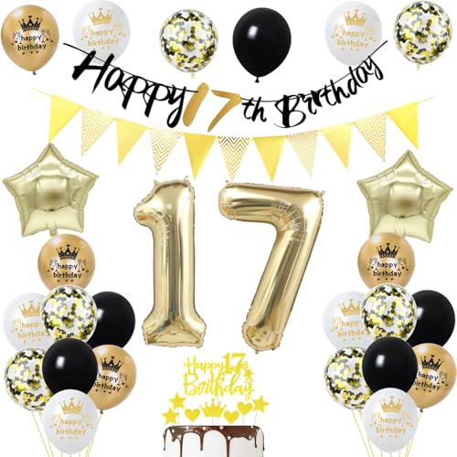 17 Geburtstag Junge Mädchen Deko, Gold Schwarz Party Deko 17. Geburtstag Junge Mädchen Luftballons Zahl 17 Geburtstag Tortendeko Happy 17 Birthday Banner Geburtstagsdeko 17 jahre Mädchen ballon 17 Geburtstag Junge Mädchen Deko, Gold Schwarz Party Deko 17. Geburtstag Junge Mädchen Luftballons Zahl 17 Geburtstag Tortendeko Happy 17 Birthday Banner Geburtstagsdeko 17 jahre Mädchen ballon von Yishamei