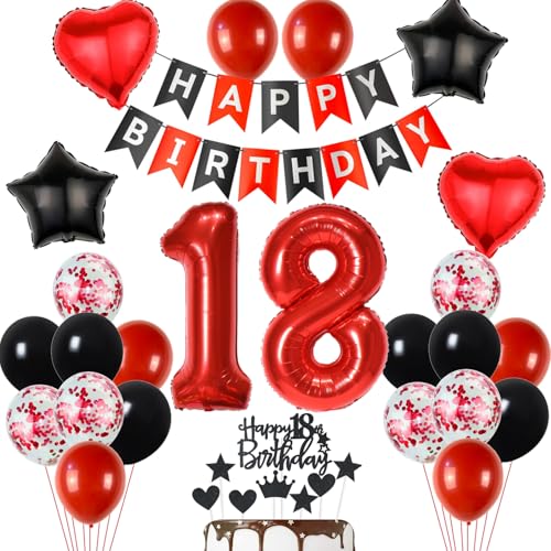 18 Geburtstag Deko Schwarzes Rot, Tortendeko 18. Geburtstag Dekoration Mädchen, Luftballon 18 Rot Schwarz Junge, Geburtstagsdeko 18 Jahr Mädchen, Tortendeko 18 Jahre 18 Geburtstag Deko Schwarzes Rot, Tortendeko 18. Geburtstag Dekoration Mädchen, Luftballon 18 Rot Schwarz Junge, Geburtstagsdeko 18 Jahr Mädchen, Tortendeko 18 Jahre von Yishamei