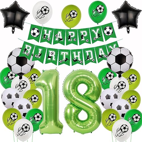 18. Fußball Geburtstag Deko,Fussball Luftballon 18. Geburtstag, Fußball 18 Geburtstag Deko Grün,18 Jahr Luftballons Fußball Deko, Fussball Helium Ballon 18 Geburtstag Junge,Ballon 18. Geburtstag von Yishamei