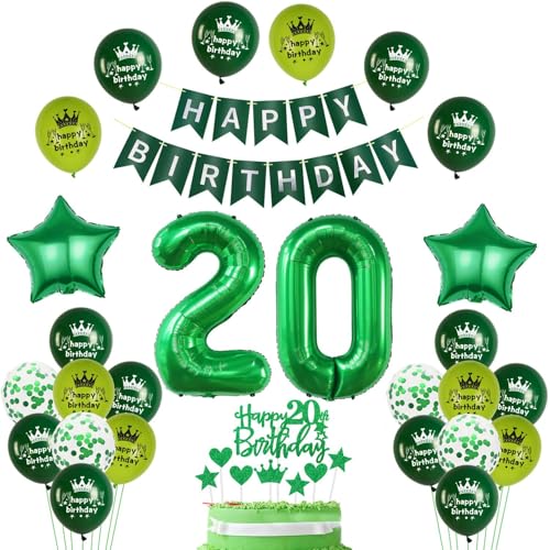 20. Geburtstag Deko Grün, luftsballon 20. Geburtstag Frauen Mann Dekoration,Geburtstagsdeko 20 Jahre Frauen ballon,Tortendeko 20. Mann Set 20. Geburtstag Deko Grün, luftsballon 20. Geburtstag Frauen Mann Dekoration,Geburtstagsdeko 20 Jahre Frauen ballon,Tortendeko 20. Mann Set von Yishamei