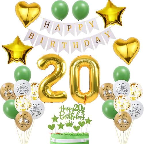 20. Geburtstag Dekoration, Frau Geburtstagsdeko 20 Jahre, Tortendeko Geburtstag 20 Jahre Frau Mann, 20 Geburtstag Deko Grün Gold, Luftballon 20. Geburtstagsdeko mit 20. Tortendeko 20. Geburtstag Dekoration, Frau Geburtstagsdeko 20 Jahre, Tortendeko Geburtstag 20 Jahre Frau Mann, 20 Geburtstag Deko Grün Gold, Luftballon 20. Geburtstagsdeko mit 20. Tortendeko von Yishamei