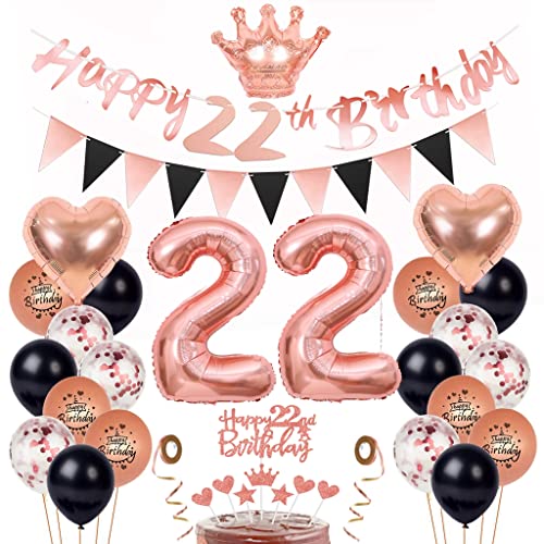 22 Geburtstag Deko Frau, Luftballon 22. Geburtstag Roségold Schwarz, Kuchen Topper 22. Geburtstagsdeko 22 Jahre Frau, 22 Geburtstag Deko Geburtstagsdeko mit 22. Tortendeko 22 Geburtstag Deko Frau, Luftballon 22. Geburtstag Roségold Schwarz, Kuchen Topper 22. Geburtstagsdeko 22 Jahre Frau, 22 Geburtstag Deko Geburtstagsdeko mit 22. Tortendeko von Yishamei