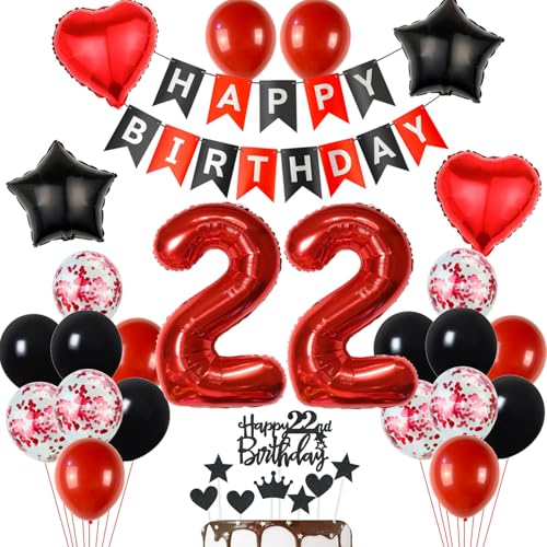 22 Geburtstag Deko Schwarzes Rot, Tortendeko 22. Geburtstag Dekoration Frau, Luftballon 22 Rot Schwarz Mann, Geburtstagsdeko 22 Jahr Frau, Tortendeko 22 Jahre 22 Geburtstag Deko Schwarzes Rot, Tortendeko 22. Geburtstag Dekoration Frau, Luftballon 22 Rot Schwarz Mann, Geburtstagsdeko 22 Jahr Frau, Tortendeko 22 Jahre von Yishamei