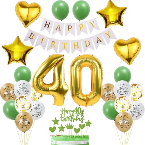 40. Geburtstag Dekoration, Frau Geburtstagsdeko 40 Jahre, Tortendeko Geburtstag 40 Jahre Frau Mann, 40 Deko Grün Gold, Luftballon 40. Geburtstagsdeko mit 40. Tortendeko 40. Geburtstag Dekoration, Frau Geburtstagsdeko 40 Jahre, Tortendeko Geburtstag 40 Jahre Frau Mann, 40 Deko Grün Gold, Luftballon 40. Geburtstagsdeko mit 40. Tortendeko von Yishamei