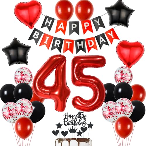 45 Geburtstag Deko Schwarzes Rot, Tortendeko 45. Geburtstag Dekoration Frau, Luftballon 45 Rot Schwarz Mann, Geburtstagsdeko 45 Jahr Frau, Tortendeko 45 Jahre 45 Geburtstag Deko Schwarzes Rot, Tortendeko 45. Geburtstag Dekoration Frau, Luftballon 45 Rot Schwarz Mann, Geburtstagsdeko 45 Jahr Frau, Tortendeko 45 Jahre von Yishamei