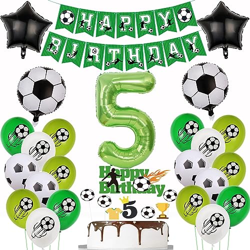 5. Fußball Geburtstag Deko,Fussball Luftballon 5. Geburtstag, Fußball 5 Geburtstag Deko Grün,5 Jahr Luftballons Fußball Deko, Fussball Cake Topper 5 Geburtstag Junge,Ballon 5. Geburtstag von Yishamei