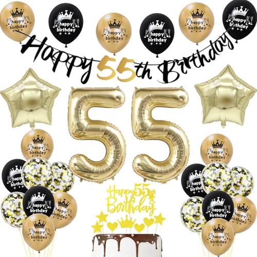 55. Geburtstag Deko Mann Frauen, Schwarz Gold Luftballons Deko 55. Geburtstag Männer Frau, Geburtstagsdeko 55 Jahre Mann ballon, Luftballons 55 Geburtstag Frau Tortendeko 55 Geburtstag Dekoration 55. Geburtstag Deko Mann Frauen, Schwarz Gold Luftballons Deko 55. Geburtstag Männer Frau, Geburtstagsdeko 55 Jahre Mann ballon, Luftballons 55 Geburtstag Frau Tortendeko 55 Geburtstag Dekoration von Yishamei