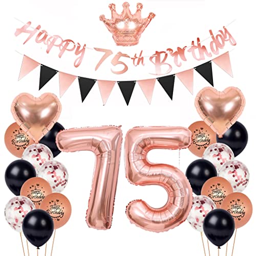 75 Geburtstag Deko Frau, Deko 75. Geburtstag Rosegold Schwarz, Luftballon 75. Geburtstag Rosegold 75. Rosegold Schwarz Deko Set Geburtstagsdeko 75 Jahr Ballon 75. Geburtstag Party Deko von Yishamei