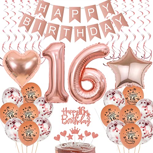 Deko 16. Geburtstag Mädchen, Luftballon 16 Geburtstag Dekoration Rosegold, Tortendeko 16 Geburtstag Mädchen, 16. Geburtstag Mädchen Rosegold, 16 Jahre Geburtstag deko,16. Kuchenaufstecker Deko 16. Geburtstag Mädchen, Luftballon 16 Geburtstag Dekoration Rosegold, Tortendeko 16 Geburtstag Mädchen, 16. Geburtstag Mädchen Rosegold, 16 Jahre Geburtstag deko,16. Kuchenaufstecker von Yishamei
