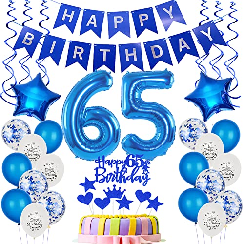 Folienballon 65. Geburtstag Dekoration Blau Tortendeko Geburtstag 65 Jahre Mann Luftballons 65 Geburtstag Mann Tortendeko 65. Geburtstag Männer,Geburtstagsdeko 65 Jahre Mann Happy Birthday 65 deko von Yishamei