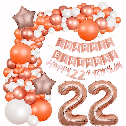 Frauen 22 Geburtstag Dekoration Deko 22. Geburtstag Ballon Girlande Rosegold 22 Geburtstag Frauen Luftballons Girlande Rosegold 22. Geburtstag Frauen Rosegold Ballons 22 Geburtstag Party Frauen von Yishamei