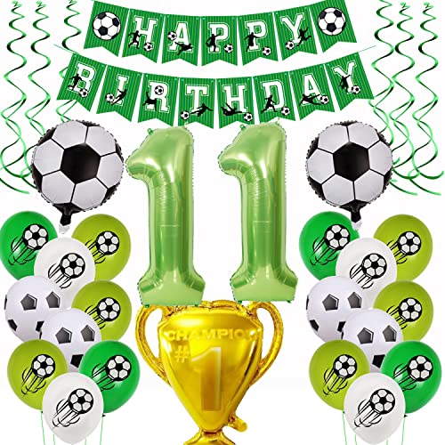 Fußball 11 Geburtstag Deko, Fussball Luftballon 11. Geburtstag Grün,Fußball Luftballon 11 Jahre Geburtstag Deko,Grün 11.Geburtstagsdeko Jungen, 11.Geburtstagsdeko Fußball Ballon 11 Jahr Fußball von Yishamei