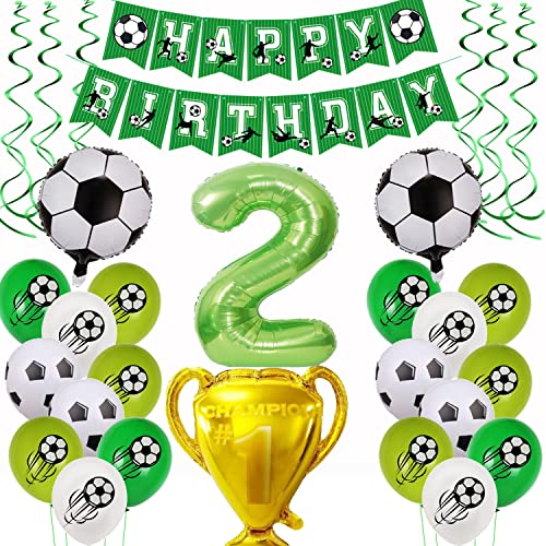 Fußball 2 Geburtstag Deko, Fussball Luftballon 2. Geburtstag Grün,Fußball Luftballon 2 Jahre Geburtstag Deko,Grün 2.Geburtstagsdeko Jungen, 2.Geburtstagsdeko Fußball Ballon Jungen 2 Jahr Fußball von Yishamei