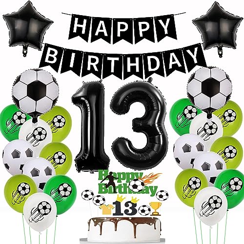 Fußball Luftballon 13. Geburtstag, Fußball 13 Geburtstag Deko, Fußball Deko Jungen 13 Jahre,Fussball Tortendeko 13 Jahr, 13 Ballon , Geburtstagsdeko Jungen 13 Jahr von Yishamei