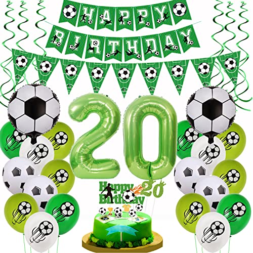 Fussball Luftballon 20. Geburtstag Grün - Tortendeko Fußball Deko - 20 Jahre Ballon Geburtstagsdeko Fussball Luftballon 20. Geburtstag Grün - Tortendeko Fußball Deko - 20 Jahre Ballon Geburtstagsdeko von Yishamei