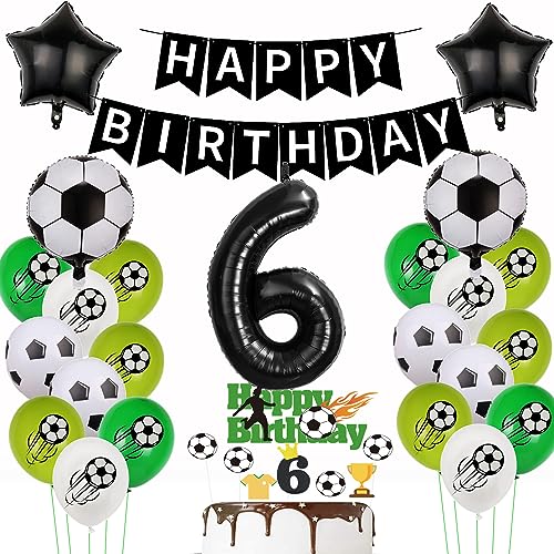 Fußball Luftballon 6. Geburtstag, Fußball 6 Geburtstag Deko, Fußball Geburtstag Deko Jungen 6 Jahre,Fussball Tortendeko Deko 6 Jahr, 6 Ballon Fußball Deko, Geburtstagsdeko Jungen 6 Jahr von Yishamei