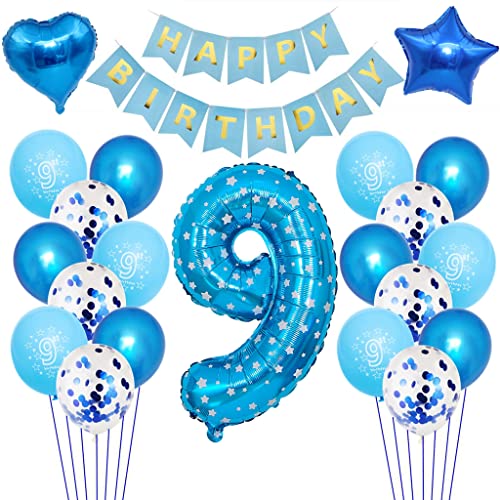 Geburtstag Dekoration 9 jahr Junge, Blau 9 Geburtstag Junge, Kindergeburtstag Deko 9 Jahr, Luftballon 9. Geburtstag Dekorationen für Junge, Deko 9 Geburtstag, 9 Geburtstag Deko Jungen Blau Geburtstag Dekoration 9 jahr Junge, Blau 9 Geburtstag Junge, Kindergeburtstag Deko 9 Jahr, Luftballon 9. Geburtstag Dekorationen für Junge, Deko 9 Geburtstag, 9 Geburtstag Deko Jungen Blau von Yishamei