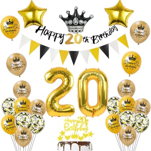 Gold Luftballon 20. Geburtstag Mann Frauen Dekoration,Gold Tortendeko 20 Geburtstag Frauen Mann,Gold Schwarz Party Deko,Geburtstagsdeko 20 Jahre ballons Gold Luftballon 20. Geburtstag Mann Frauen Dekoration,Gold Tortendeko 20 Geburtstag Frauen Mann,Gold Schwarz Party Deko,Geburtstagsdeko 20 Jahre ballons von Yishamei