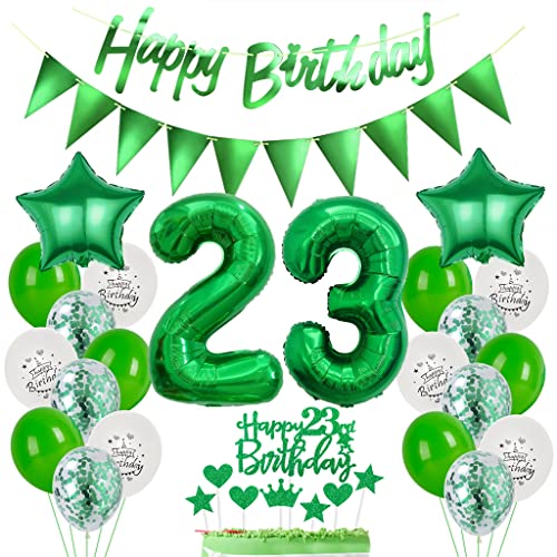 Grün 23. Geburtstag Dekoration, Luftballon 23. Geburtstag Deko, Grün Tortendeko Geburtstag 23 Jahre Junge, Deko 23. Geburtstag Junge Mädchen, Grün Deko 23. Geburtstag Ballons von Yishamei