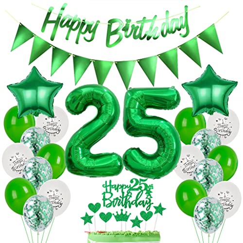 Grün 25. Geburtstag Dekoration, Luftballon 25. Geburtstag Deko, Tortendeko 25 Jahre Junge, Deko 25. Junge Mädchen, Grün 25. Ballons von Yishamei