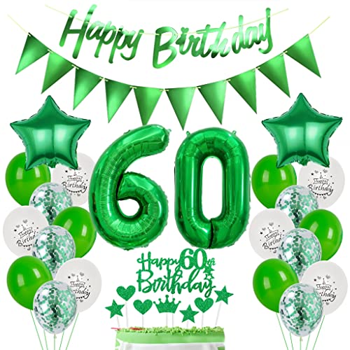 Grün 60. Geburtstag Dekoration, Luftballon 60. Geburtstag Deko, Grün Tortendeko Geburtstag 60 Jahre Junge, Deko 60. Geburtstag Junge Mädchen, Grün Deko 60. Geburtstag Ballons von Yishamei