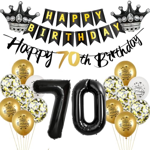 Luftballon 70.Geburtstag deko Mann Frau gold Schwarz Folienballon 70 jahre Geburtstag Mann dekoration Schwarz Happy 70th Birthday Girlande Geburtstagsdeko 70 deko geburtstag 70 jahre Mann Frauen von Yishamei