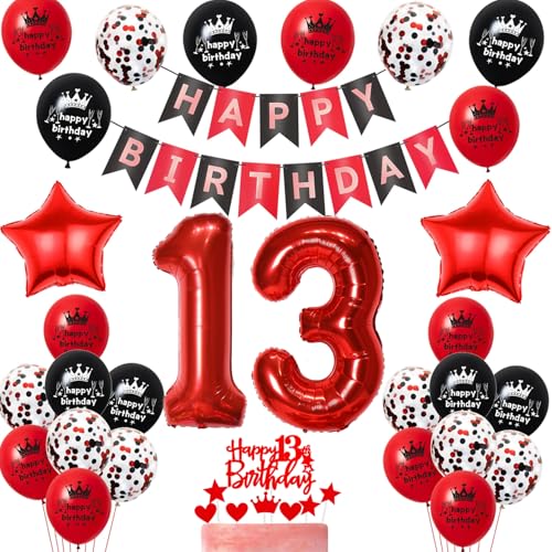 Luftballon 13. Geburtstag Mädchen Dekoration,Schwarz Rot Tortendeko Geburtstag 13 Jahre Mädchen,Party Deko 13 Mädchen,Tortendeko 13. Mädchen,Geburtstagsdeko 13 Jahre Mädchen Luftballon 13. Geburtstag Mädchen Dekoration,Schwarz Rot Tortendeko Geburtstag 13 Jahre Mädchen,Party Deko 13 Mädchen,Tortendeko 13. Mädchen,Geburtstagsdeko 13 Jahre Mädchen von Yishamei