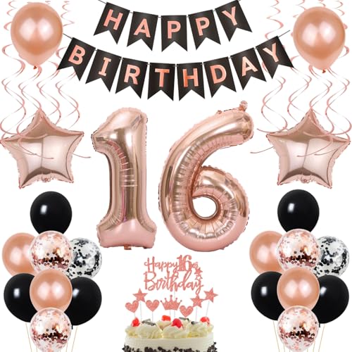 Luftballon 16. Geburtstag Dekoration Rose Gold Schwarz Geburtstagsdeko 16 Jahre Tortendeko Geburtstag 16 Mädchen,Happy Birthday 16 Mädchen 16 Geburtstag Mädchen,Tortendeko 16. Geburtstag Mädchen Luftballon 16. Geburtstag Dekoration Rose Gold Schwarz Geburtstagsdeko 16 Jahre Tortendeko Geburtstag 16 Mädchen,Happy Birthday 16 Mädchen 16 Geburtstag Mädchen,Tortendeko 16. Geburtstag Mädchen von Yishamei