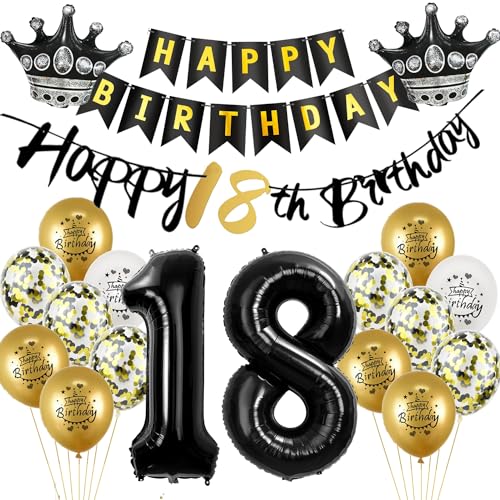 Luftballon 18.Geburtstag deko Junge mädchen gold Schwarz Folienballon 18 jahre Geburtstag dekoration Schwarz Happy 18th Birthday Girlande Geburtstagsdeko 18 deko geburtstag 18 jahre Junge mädchen Luftballon 18.Geburtstag deko Junge mädchen gold Schwarz Folienballon 18 jahre Geburtstag dekoration Schwarz Happy 18th Birthday Girlande Geburtstagsdeko 18 deko geburtstag 18 jahre Junge mädchen von Yishamei