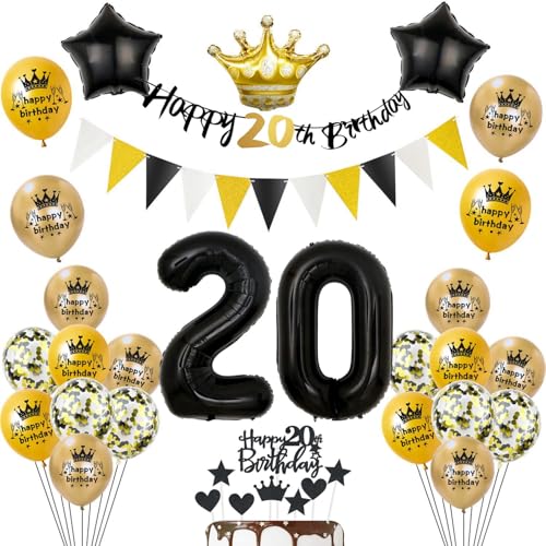 Luftballon 20. Geburtstag Dekoration,Schwarz Geburtstag 20 Jahre Mann von Yishamei