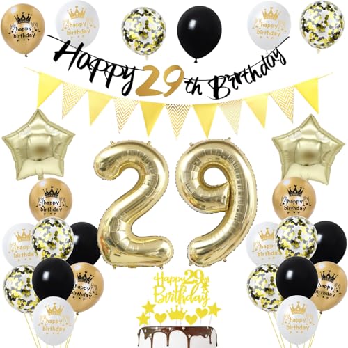 Luftballon 29 Geburtstag Dekoration Schwarz Gold Geburtstag 29 Jahre Mann,ballon 29 Geburtstag Männer Frauen, Geburtstagsdeko 29 Jahre Mann deko 29. Geburtstag Mann deko geburtstag 29 jahre Frau von Yishamei