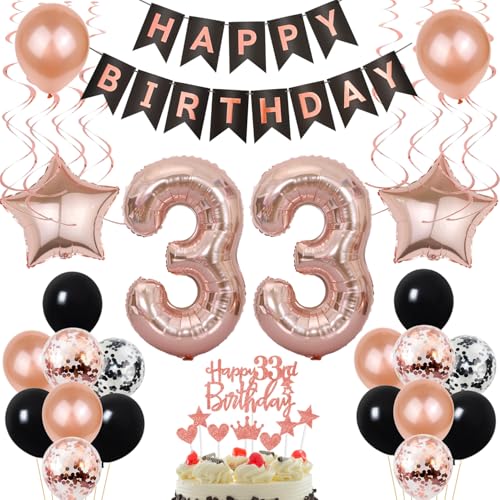 Luftballon 33. Geburtstag Dekoration Rose Gold Schwarz Geburtstagsdeko 33 Jahre Tortendeko Geburtstag 33 Frau,Happy Birthday 33 Frauen 33 Geburtstag Frauen,Tortendeko 33. Geburtstag Frau Luftballon 33. Geburtstag Dekoration Rose Gold Schwarz Geburtstagsdeko 33 Jahre Tortendeko Geburtstag 33 Frau,Happy Birthday 33 Frauen 33 Geburtstag Frauen,Tortendeko 33. Geburtstag Frau von Yishamei