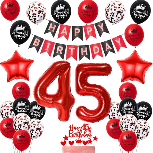 Luftballon 45. Geburtstag Frauen Dekoration,Schwarz Rot Tortendeko Geburtstag 45 Jahre Frau,Party Deko 45 Frauen,Tortendeko 45. Frauen,Geburtstagsdeko 45 Jahre Frau ballon Luftballon 45. Geburtstag Frauen Dekoration,Schwarz Rot Tortendeko Geburtstag 45 Jahre Frau,Party Deko 45 Frauen,Tortendeko 45. Frauen,Geburtstagsdeko 45 Jahre Frau ballon von Yishamei