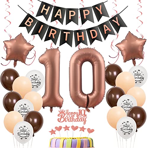 Luftballons 10 Geburtstag Mädchen Deko Set,Tortendeko 10. Geburtstag Mädchen,Folienballon 10 Geburtstag Mädchen Dekoration,Geburtstagdeko 10 Jahre Geburtstag Mädchen Ballon 10 Geburtstag deko von Yishamei