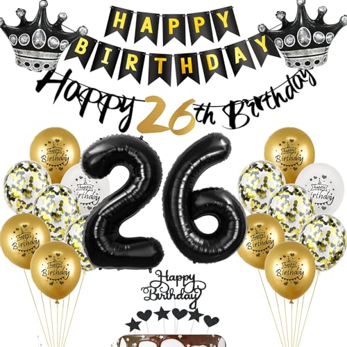 Luftballons 26. Geburtstag Dekoration Schwarz/gold Tortendeko Geburtstag 26 Jahre Mann Männer ballons 26 Geburtstag Frauen Mann,Tortendeko 26. Geburtstag Mann Frauen,Geburtstagsdeko 26 Jahre Mann Luftballons 26. Geburtstag Dekoration Schwarz/gold Tortendeko Geburtstag 26 Jahre Mann Männer ballons 26 Geburtstag Frauen Mann,Tortendeko 26. Geburtstag Mann Frauen,Geburtstagsdeko 26 Jahre Mann von Yishamei