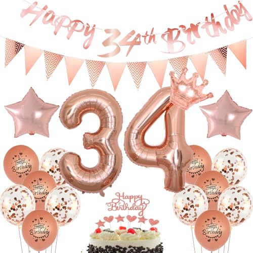 Luftballons 34 Geburtstag Frauen dekoration rosegold set,Ballon 34. Geburtstag Dekoration Frauen happy 34th birthday Girlanden,34 jahre Frau deko Geburtstagsdeko 34 jahre Frauen 34 jahre Tortendeko Luftballons 34 Geburtstag Frauen dekoration rosegold set,Ballon 34. Geburtstag Dekoration Frauen happy 34th birthday Girlanden,34 jahre Frau deko Geburtstagsdeko 34 jahre Frauen 34 jahre Tortendeko von Yishamei