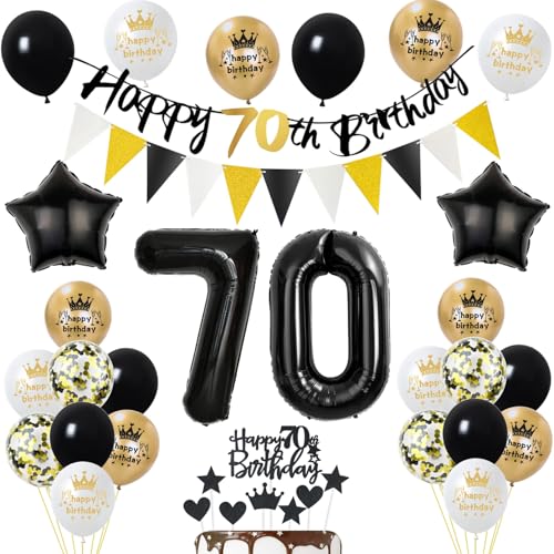 Luftballons 70 Geburtstag Deko Mann Frauen, Banner 70 Geburtstag Girlande Deko 70. Geburtstag Frau Tortendeko 70. Geburtstag Mann Schwarz Gold Geburtstagsdeko 70 jahre Mann Frau Ballons von Yishamei