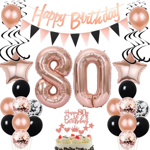 Luftballons 80. Geburtstag Frauen Deko Schwarz Rosegold Tortentopper 80. Geburtstag Tortendeko 80 Deko Happy Birthday 80 Frau ,geburtstagsdeko 80 Jahre dekoration 80. Banner Luftballons 80. Geburtstag Frauen Deko Schwarz Rosegold Tortentopper 80. Geburtstag Tortendeko 80 Deko Happy Birthday 80 Frau ,geburtstagsdeko 80 Jahre dekoration 80. Banner von Yishamei