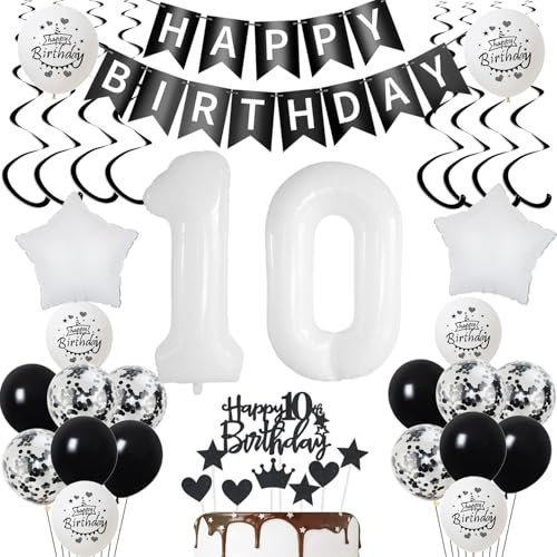 Luftsballon 10. Geburtstag Junge deko Schwarz Weiß Geburtstagsdeko 10 Jahre Mädchen Dekoration tortendeko 10 .Geburtstag Mädchen ballons 10.Deko Kuchen Luftsballon 10. Geburtstag Junge deko Schwarz Weiß Geburtstagsdeko 10 Jahre Mädchen Dekoration tortendeko 10 .Geburtstag Mädchen ballons 10.Deko Kuchen von Yishamei