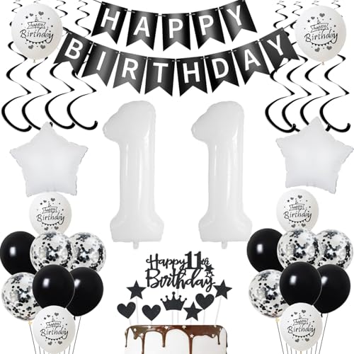 Luftsballon 11. Geburtstag Junge deko Schwarz Weiß Geburtstagsdeko 11 Jahre Mädchen Dekoration tortendeko 11 .Geburtstag Mädchen ballons 11.Deko Kuchen Luftsballon 11. Geburtstag Junge deko Schwarz Weiß Geburtstagsdeko 11 Jahre Mädchen Dekoration tortendeko 11 .Geburtstag Mädchen ballons 11.Deko Kuchen von Yishamei