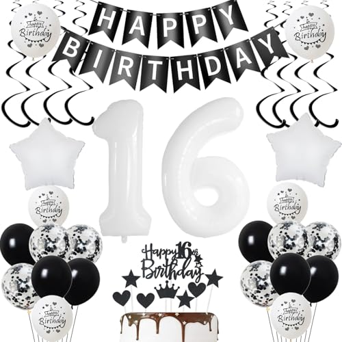 Luftsballon 16. Geburtstag Junge deko Schwarz Weiß Geburtstagsdeko 16 Jahre Mädchen Dekoration tortendeko 16 .Geburtstag Mädchen ballons 16.Deko Kuchen Luftsballon 16. Geburtstag Junge deko Schwarz Weiß Geburtstagsdeko 16 Jahre Mädchen Dekoration tortendeko 16 .Geburtstag Mädchen ballons 16.Deko Kuchen von Yishamei