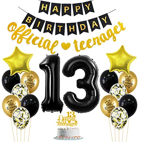 Offizielle Teenager 13. Geburtstag Dekorationen Jungen Mädchen, Luftballon 13. Geburtstag Schwarz Gold, Offizielle Teenager Ballons für 13 Jahr Geburtstags Deko,Deko 13. Geburtstag Jungen Offizielle Teenager 13. Geburtstag Dekorationen Jungen Mädchen, Luftballon 13. Geburtstag Schwarz Gold, Offizielle Teenager Ballons für 13 Jahr Geburtstags Deko,Deko 13. Geburtstag Jungen von Yishamei