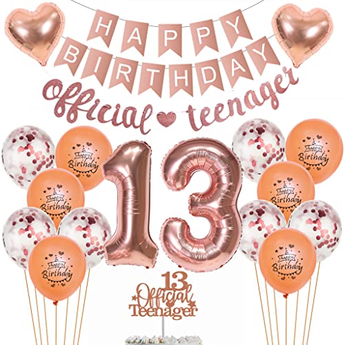 Offizielle Teenager 13. Geburtstag Dekorationen Mädchen - Luftballon Rosegold, Ballons für 13 Jahr Geburtstags Deko Offizielle Teenager 13. Geburtstag Dekorationen Mädchen - Luftballon Rosegold, Ballons für 13 Jahr Geburtstags Deko von Yishamei